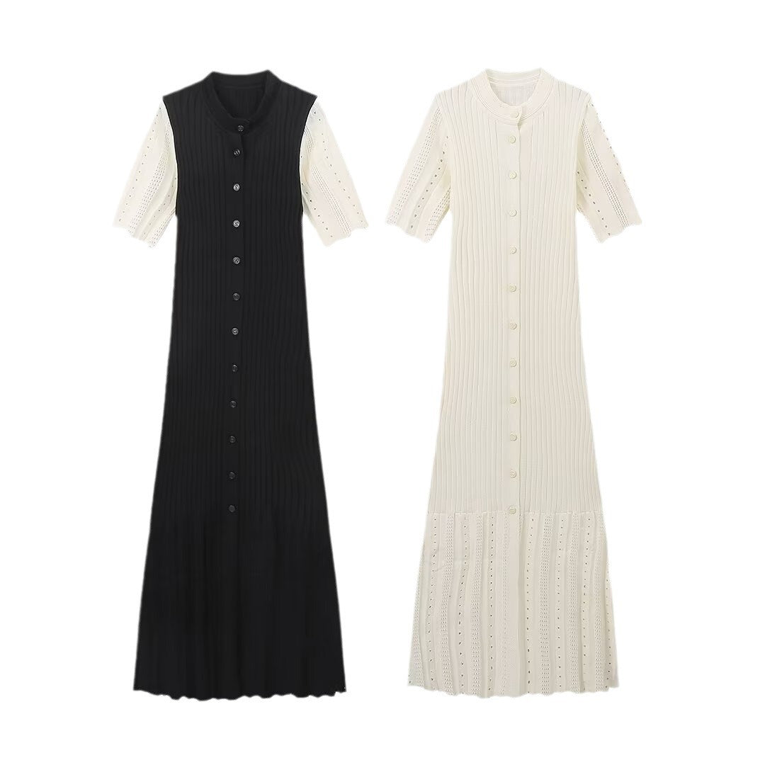 Damen Strickkleid mit Puffärmeln aus Baumwollmischung