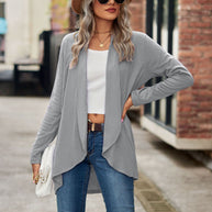 Damen Strickjacke mit asymmetrischem Saum und lässigem Schnitt WW