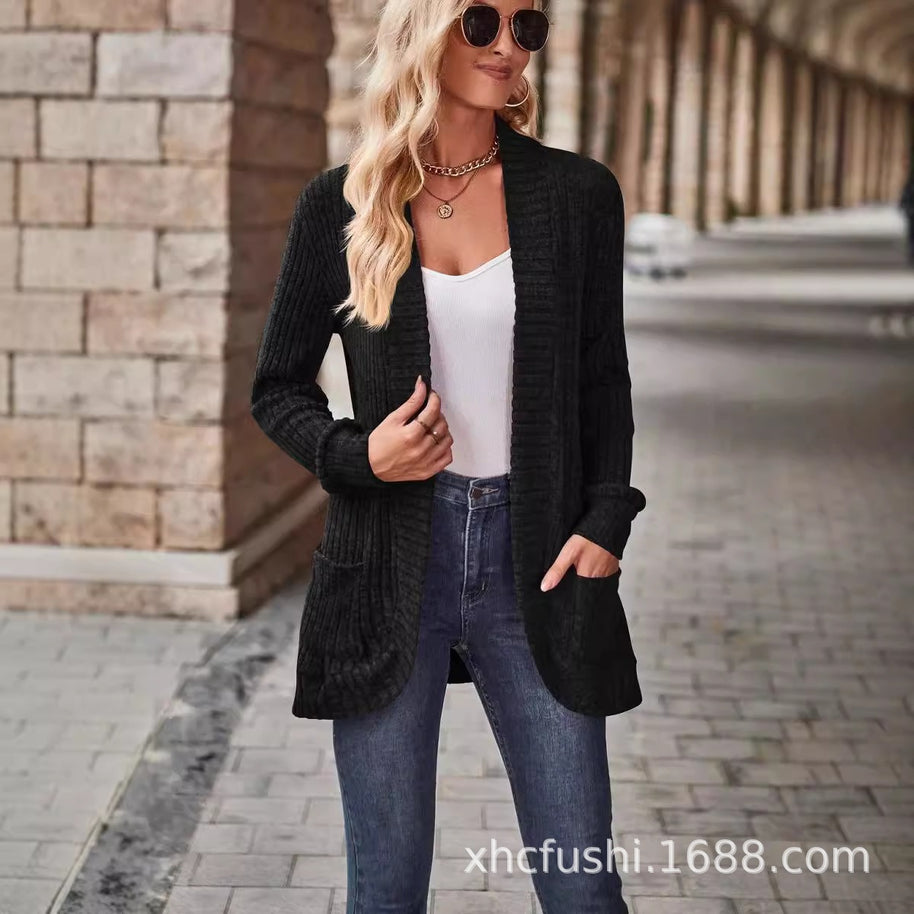 Damen Strickjacke mit strukturiertem Design und praktischen Taschen WW