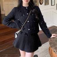 Damen Strickjacke mit dekorativen Schleifenapplikationen WW