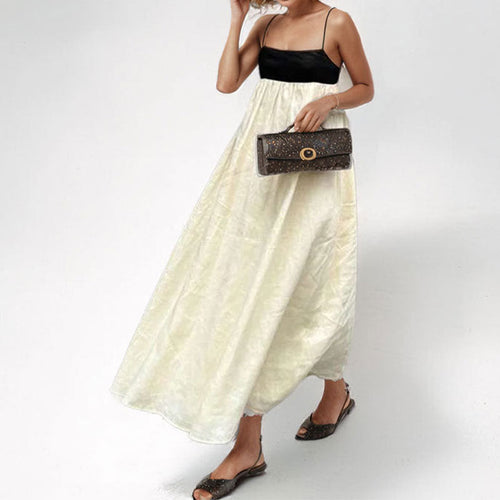 Damen Maxikleid mit kontrastierendem Oberteil und fließendem Unterteil W&W Mode