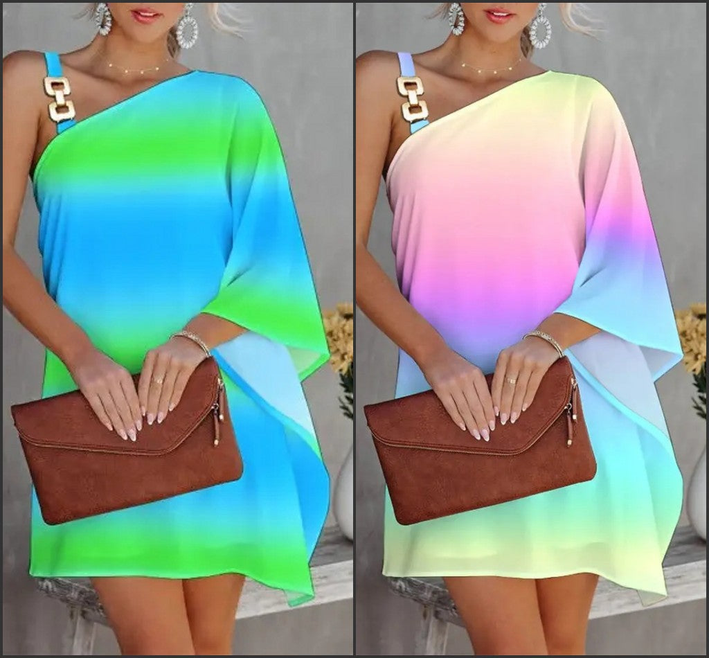 Damen Freizeit Kleid mit asymmetrischem Schnitt und schimmernden Details WW