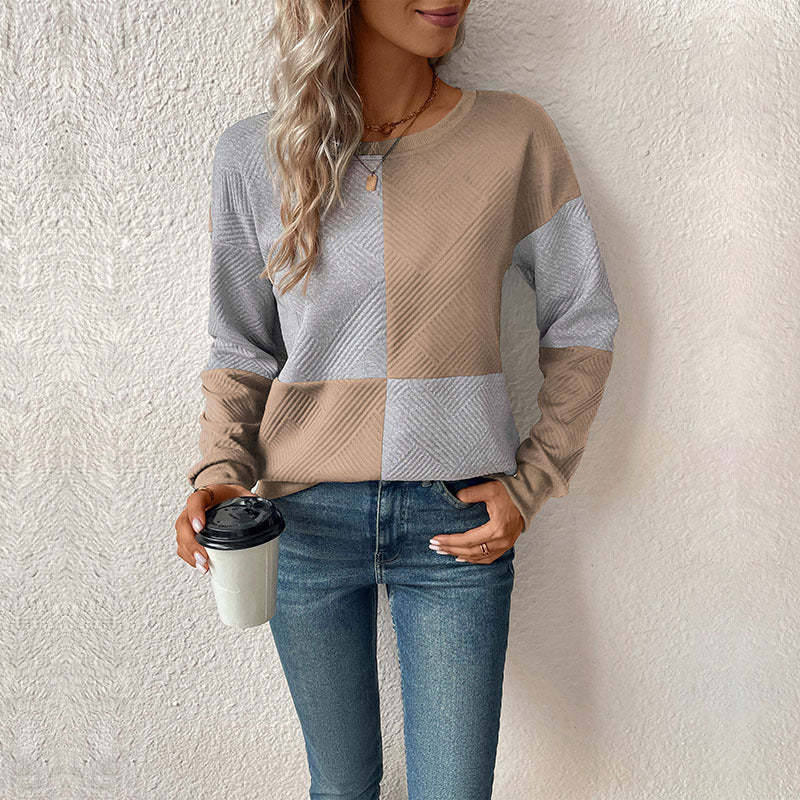 Damen Sweatshirt mit geometrischem Patchwork-Design WW