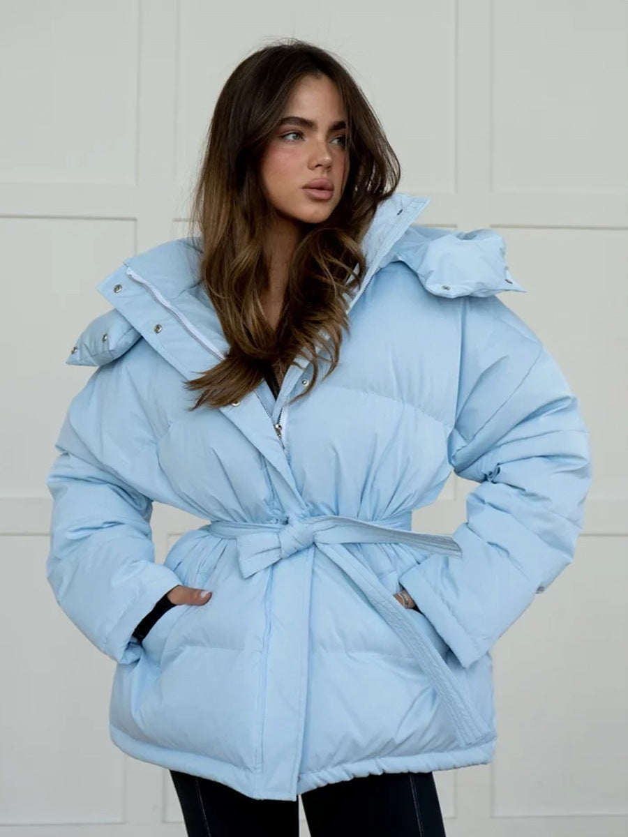 Damen Wattierte Jacke mit Kapuze und seitlichen Taschen W&W Mode