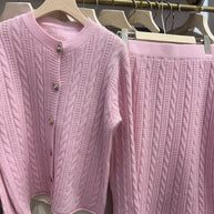 Damen Strickensemble mit Zopfstruktur WW