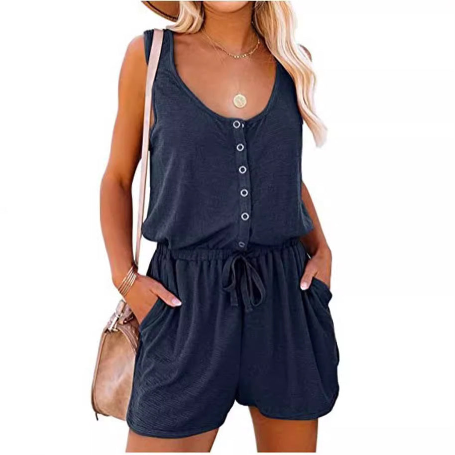 Damen Komfortabler Jumpsuit mit Knopfdetails und lässigem Schnitt WW