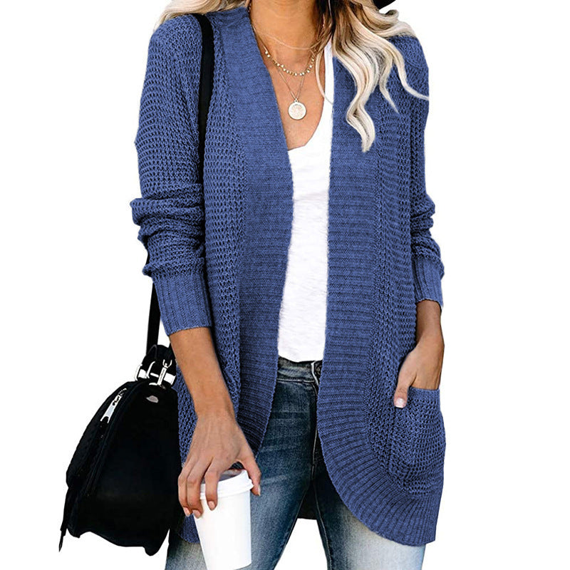 Damen Strickjacke mit offenem Schnitt und seitlichen Taschen WW