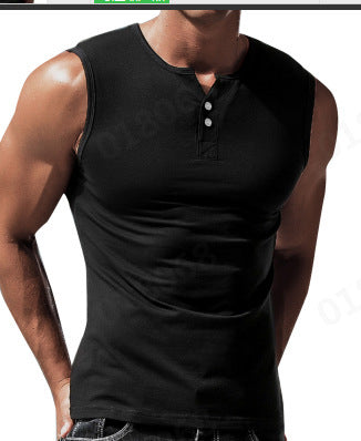 Herren ärmelloses Shirt mit Knopfleiste W&W Mode