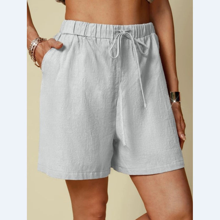 Damen lockere Shorts mit elastischem Bund und praktischen Seitentaschen W&W Mode