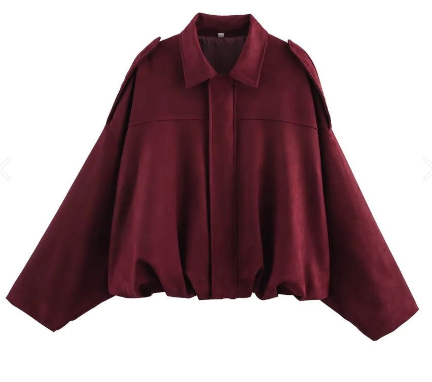 Damen lässige Bomberjacke mit drei-dimensionalem Effekt und hohem Kragen W&W Mode