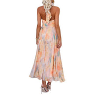 Damen Maxikleid mit schwingendem Rock und elegantem Halterneck WW