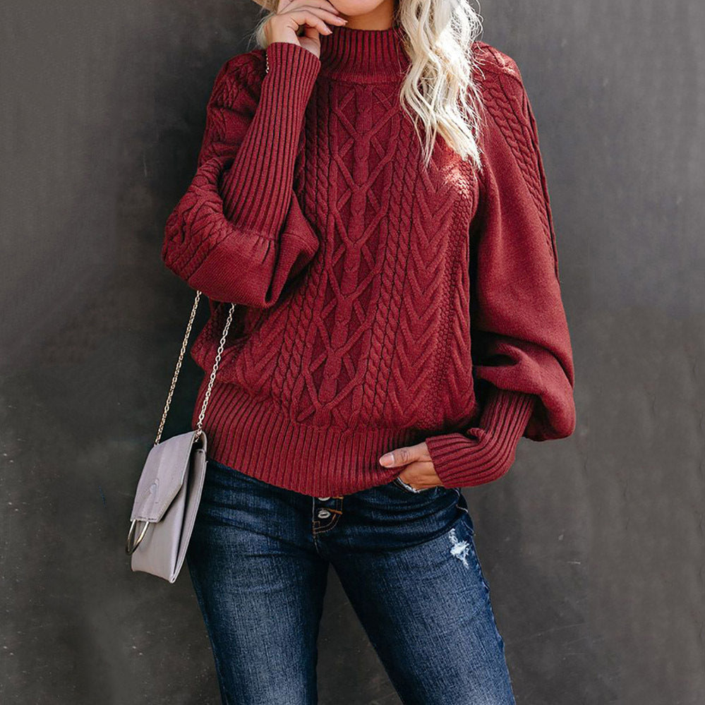 Damen Strickpullover mit hochgeschlossenem Design und strukturiertem Muster WW