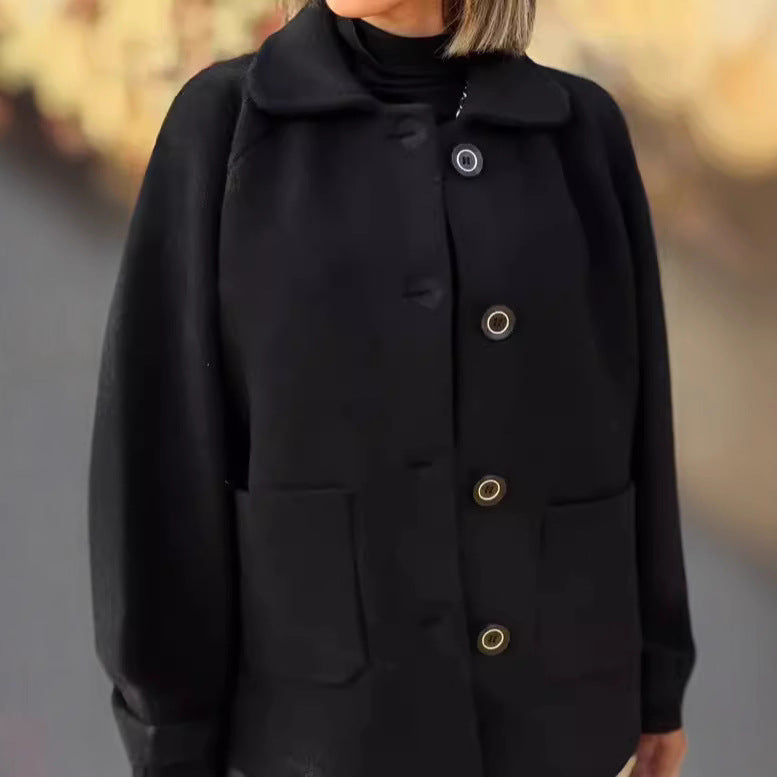 Damen weiche Wolljacke mit Schulterpasse und Knopfdetails WW