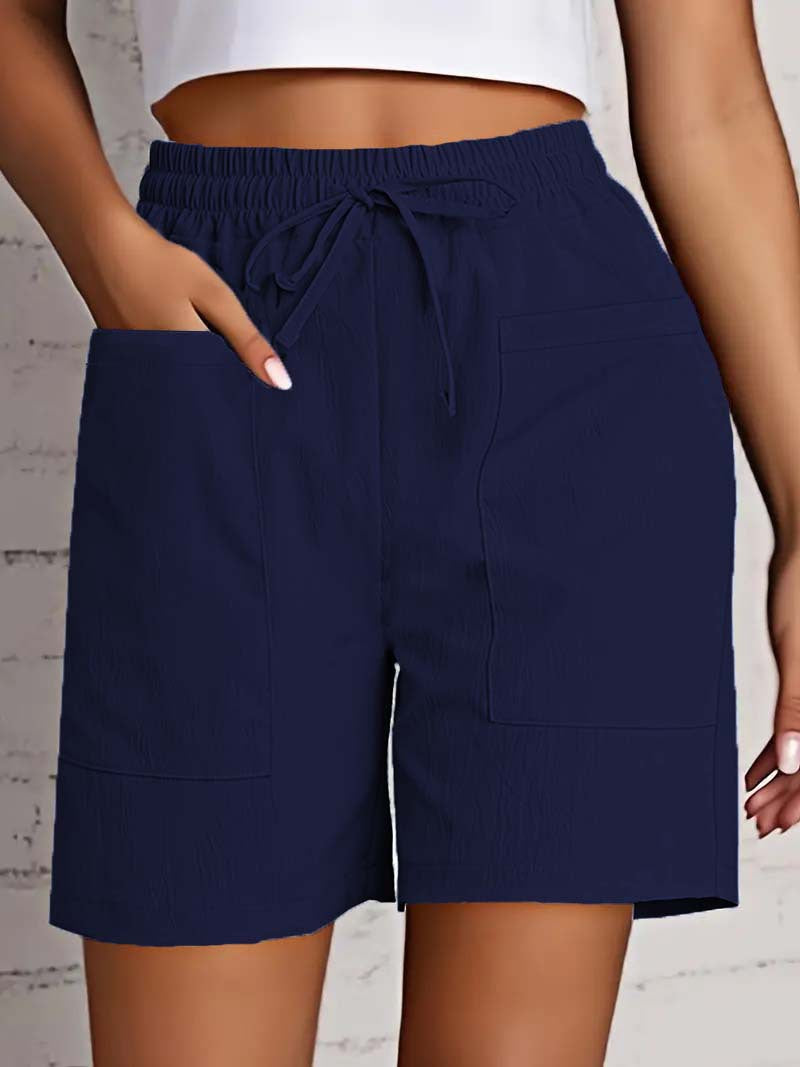 Damen entspannte Shorts mit breitem Gummibund und praktischen Taschen WW