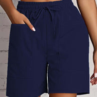 Damen entspannte Shorts mit breitem Gummibund und praktischen Taschen WW