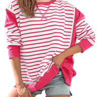 Damen gestreifter Sweatshirt mit übergroßem Schnitt WW