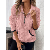 Damen Bequemer Hoodie mit hochschließendem Reißverschluss und praktischen Taschen WW
