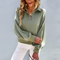 Damen sportlicher Pullover mit oversized Ärmeln und Kragen WW