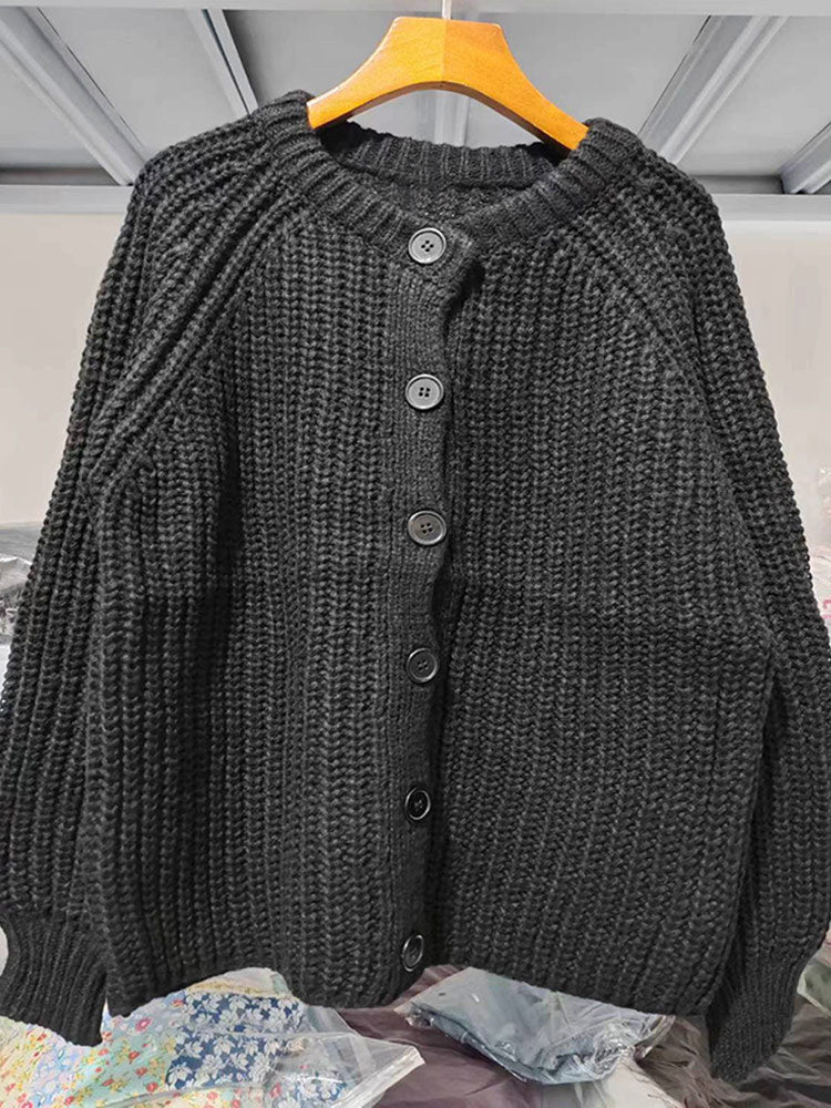 Damen Strickjacke mit klassischer Knopfleiste und Raglanärmeln WW