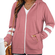 Damen sportliche Kapuzenjacke mit kontrastierenden Streifen WW