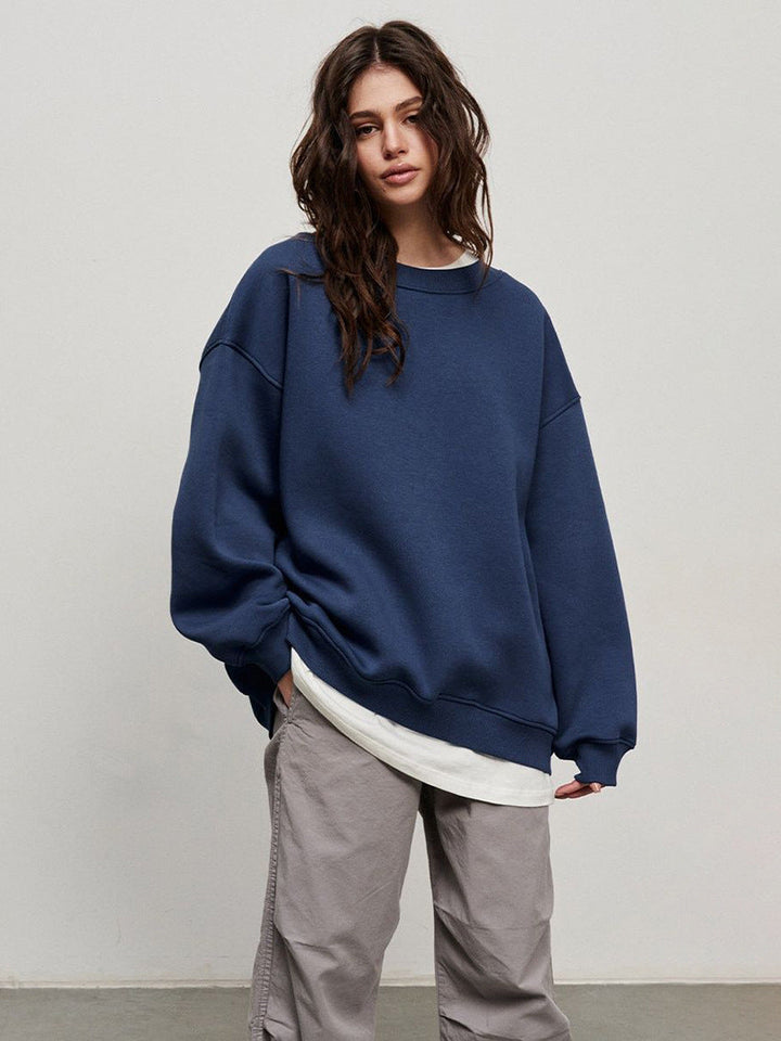 W&W Mode | Damen Lockere Rundhals-fleece-sweatshirt