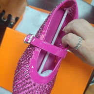 Damen Strass-beschmückte Mary Jane Flats WW