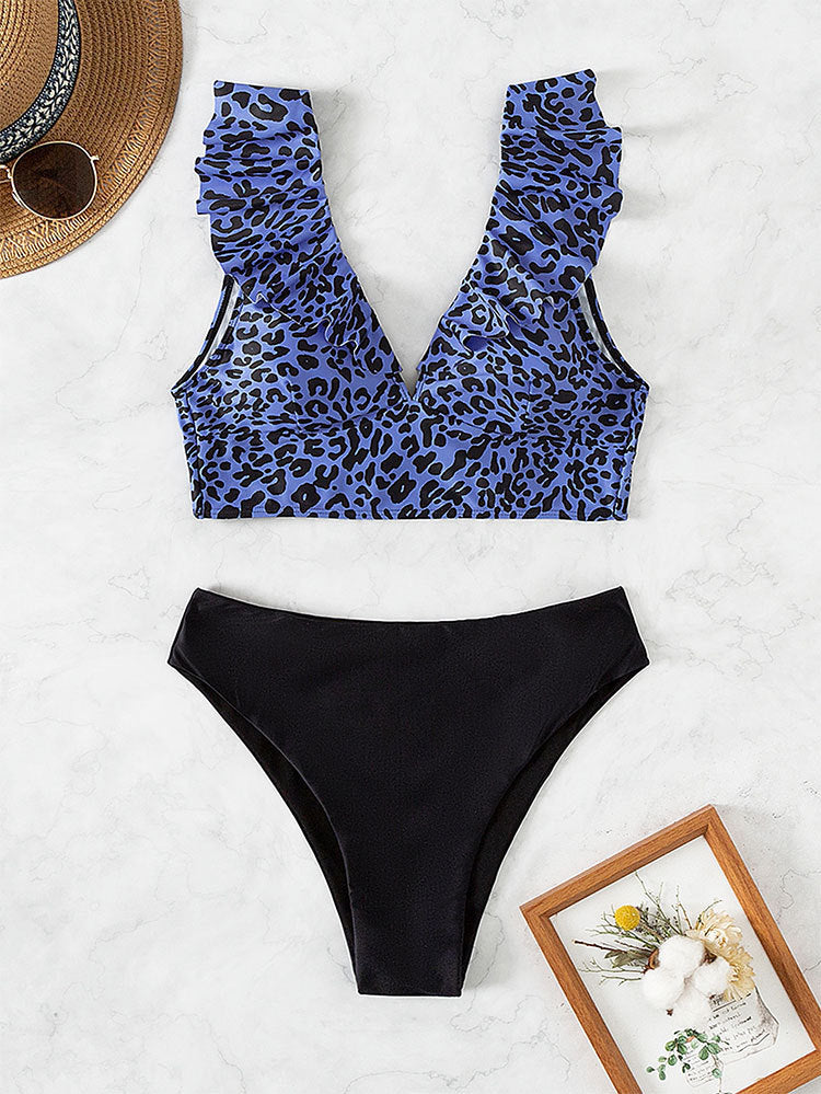 Damen Rüschentop mit Leopardenmuster WW