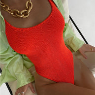 Damen Schwimmanzug mit hochgeschlossenem Schnitt und strukturiertem Material WW