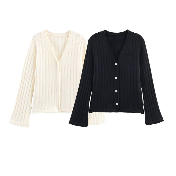 Damen Strickjacke mit Rippstruktur und eleganten Knopfdetails WW