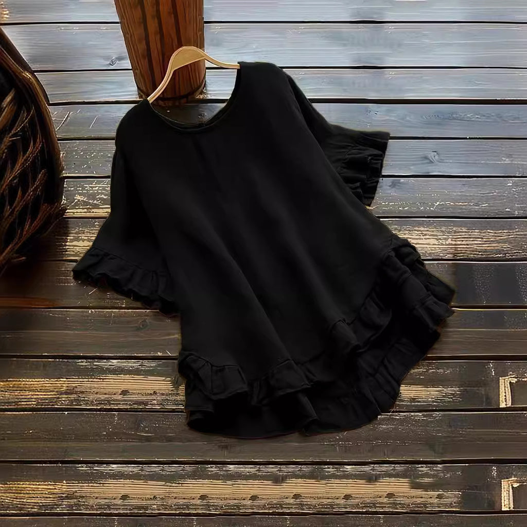 Damen lässiges Oberteil mit Rüschendetails und weit geschnittenem Design WW