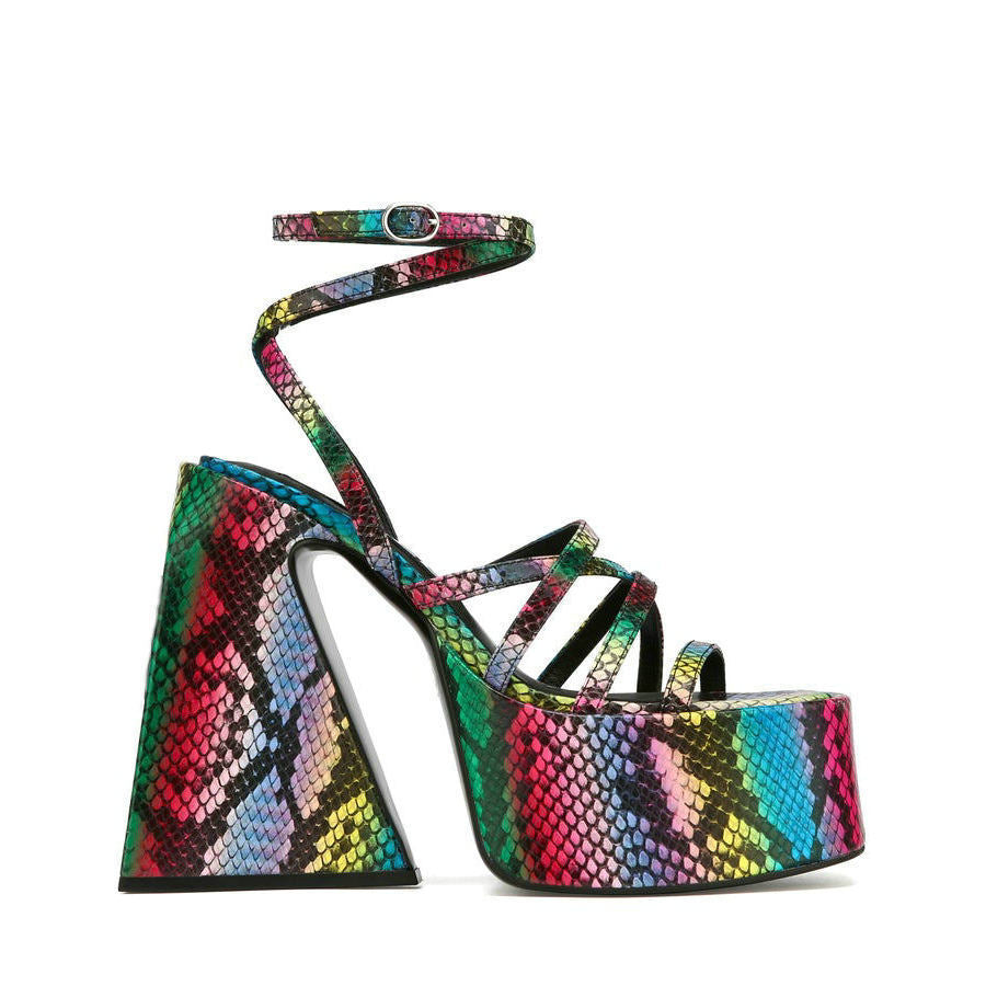 Damen Strappy High-Platform Sandalen mit geometrischem Absatz WW