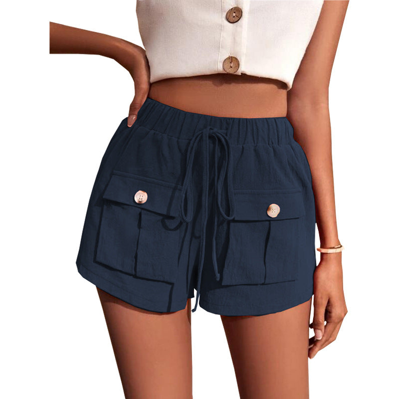 Damen bequeme Cargo-Shorts mit elastischem Bund und praktischen Klappentaschen WW