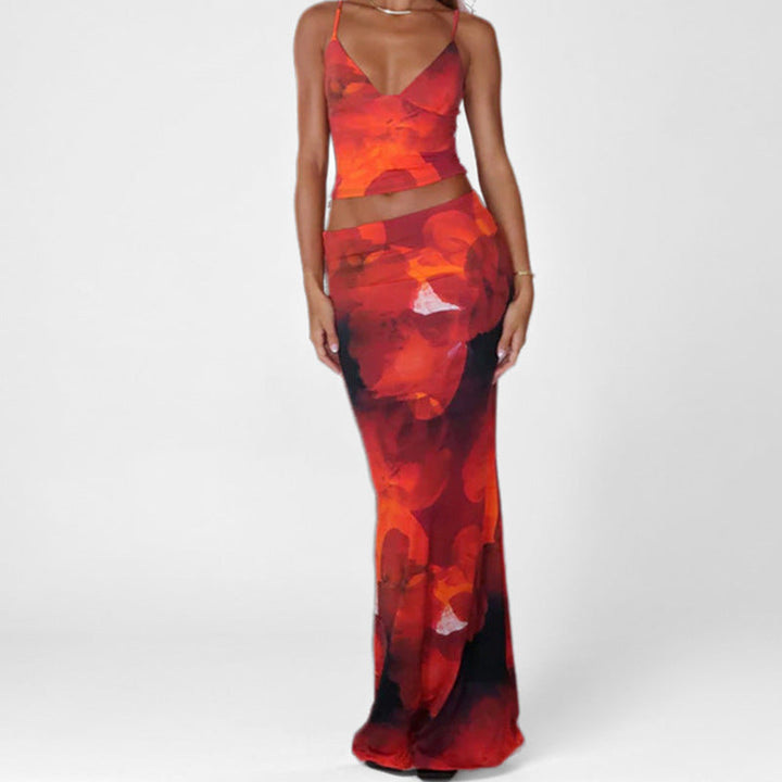 Damen Floral Geschmeidiges Ensemble mit Spaghettiträgern W&W Mode