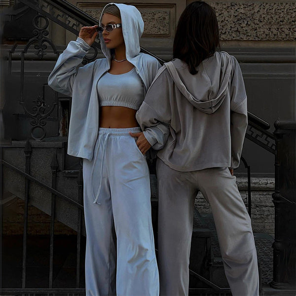 Damen Sportliches Lounge-Set mit lässigem Hoodie und elastischen Hosen WW
