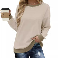 Damen bequemer Sweatshirt mit Raglanärmeln und dekorativem Kragen WW