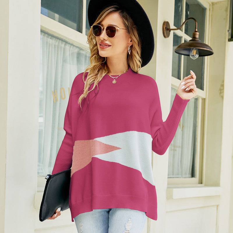 Damen Strickpullover mit modernem grafischen Muster WW