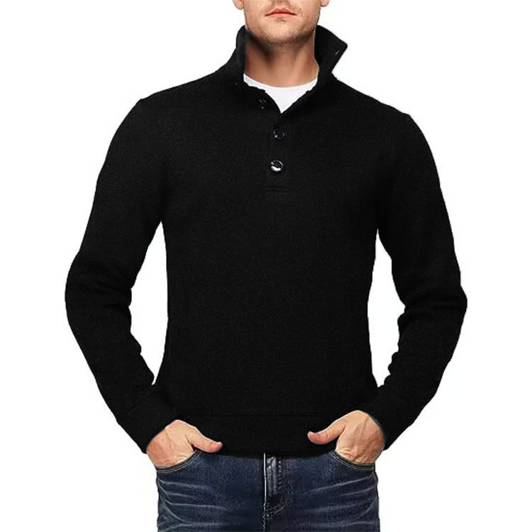 Herren Hochwertiger Pullover mit Stehkragen und Knopfdetail WW