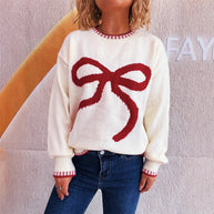 Damen Strickpullover mit verspieltem Schleifenmotiv und elegantem Abschluss WW