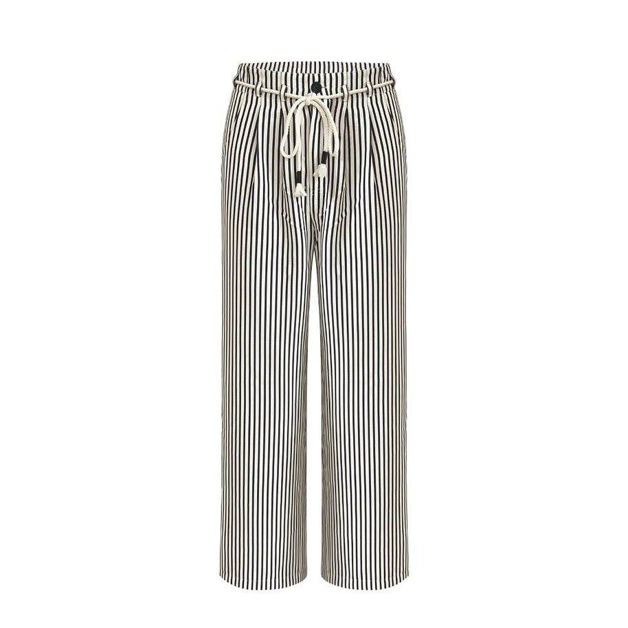 Damen Bequeme Strandhose mit lässigem Streifenmuster und geflochtenem Bund WW