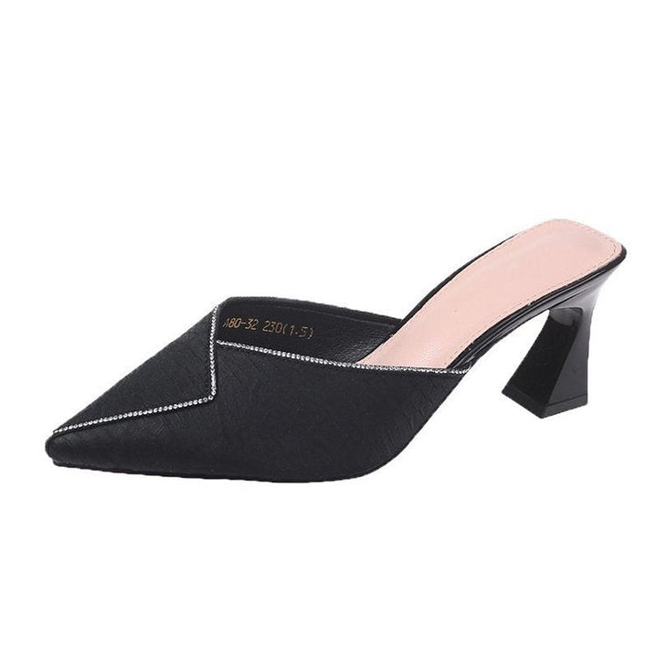 Damen elegante Mules mit spitzem Zehenbereich und schickem Glanz W&W Mode