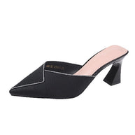 Damen elegante Mules mit spitzem Zehenbereich und schickem Glanz W&W