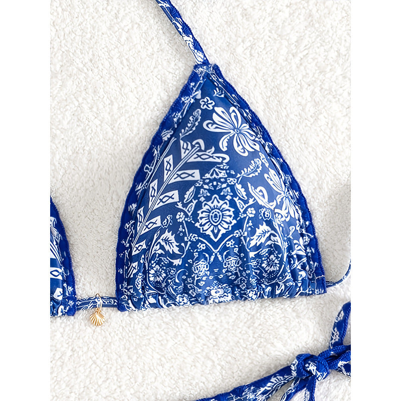 Damen Bikini-Set mit eleganten Bindebändern und trendigem Muster WW