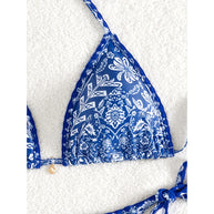 Damen Bikini-Set mit eleganten Bindebändern und trendigem Muster WW