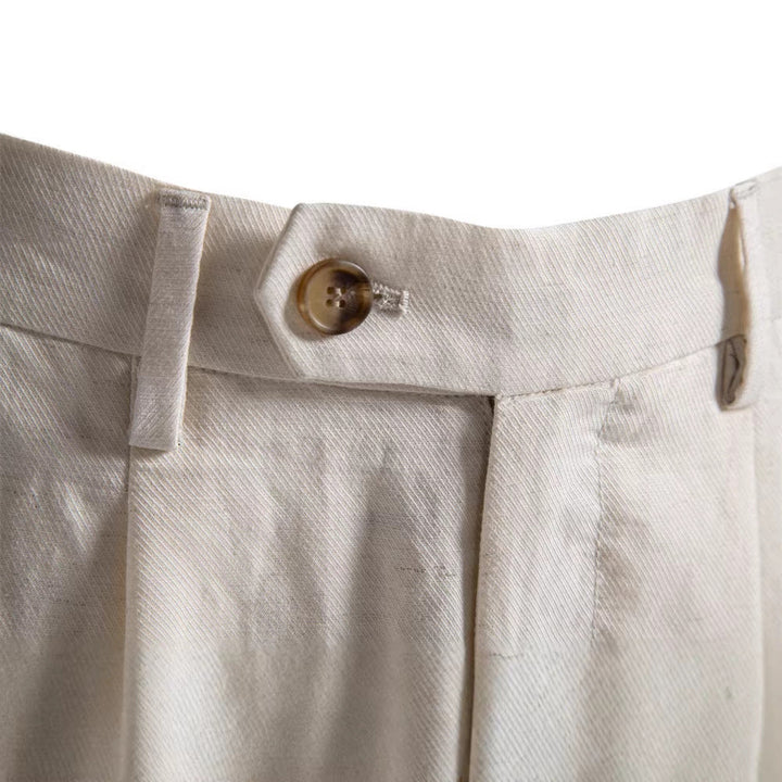 Herren nan lässige Leinenshorts mit Umschlag und Bundfalten W&W Mode