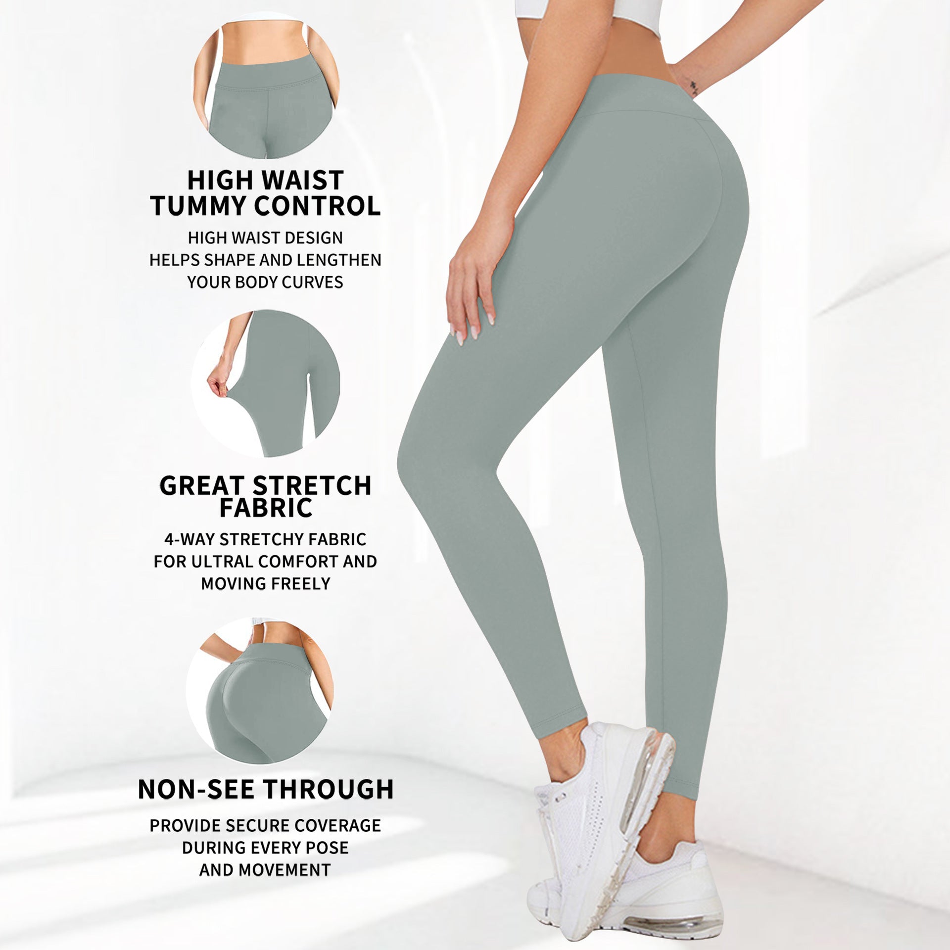 Damen Sportleggins mit hohem Bund und formendem Effekt WW