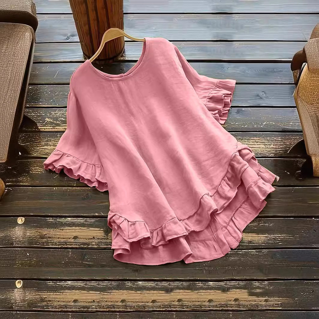 Damen lässiges Oberteil mit Rüschendetails und weit geschnittenem Design WW