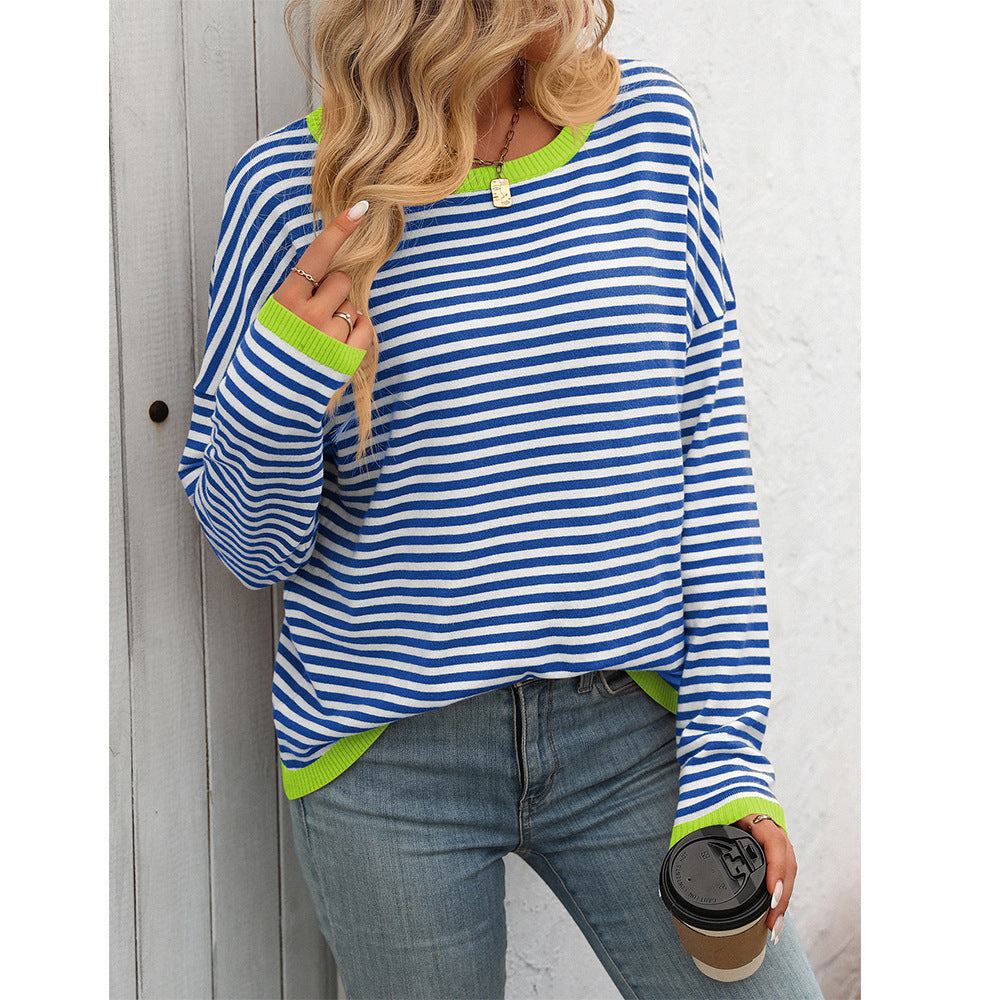 Damen lässiger gestreifter Pullover WW