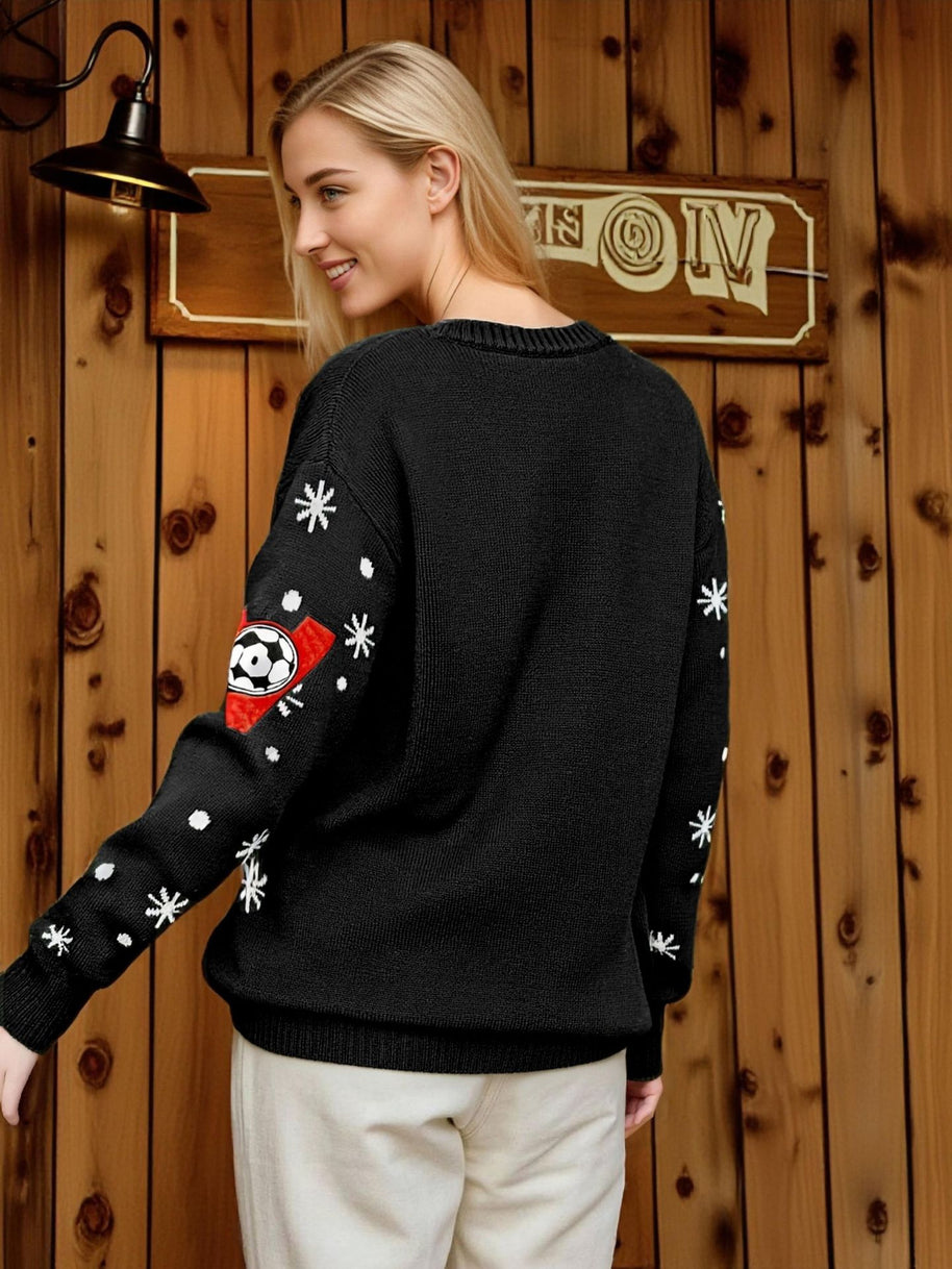 Damen sportlicher Pullover mit Fußballmotiv WW