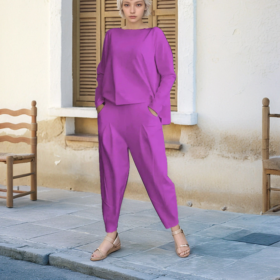 Damen Bequemes Loungewear-Set mit elastischem Bund und stylischem Schnitt WW