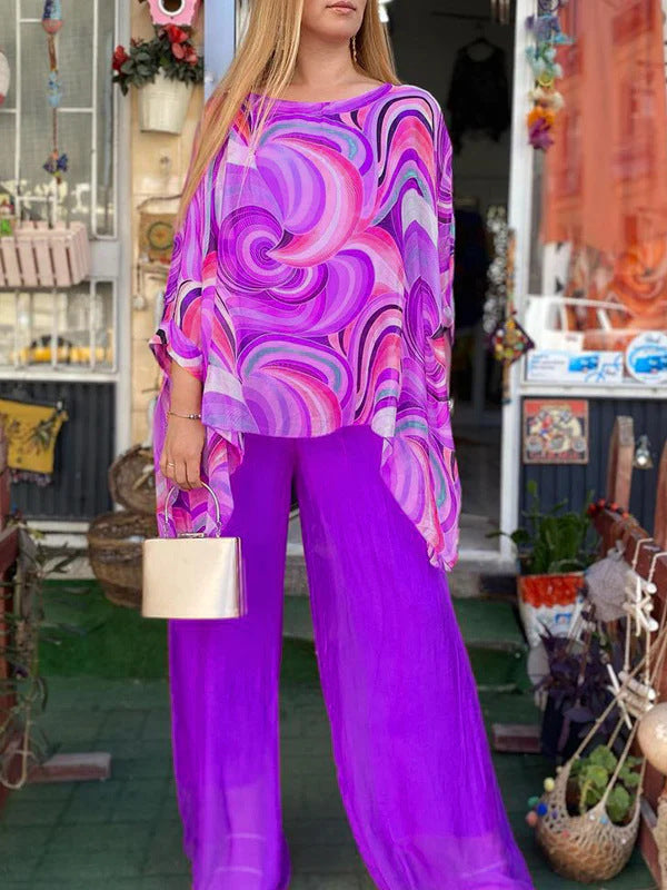W&W Mode | Buntes Chiffon Bedrucktes Set